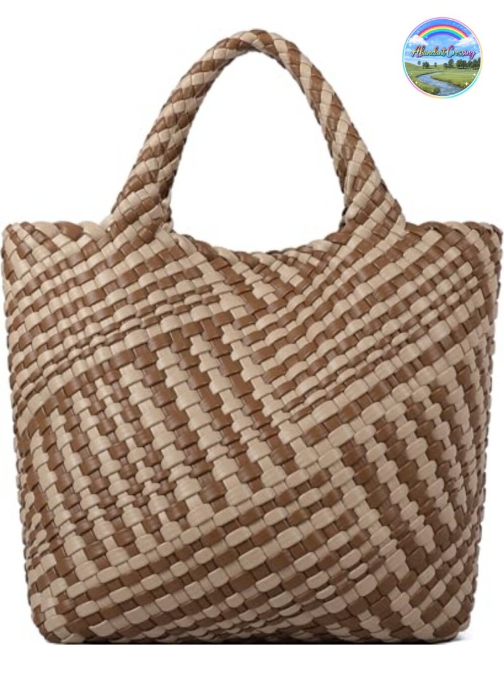 Vegan Leather Handbag Woven Tote Shoulder Bag with Clutch